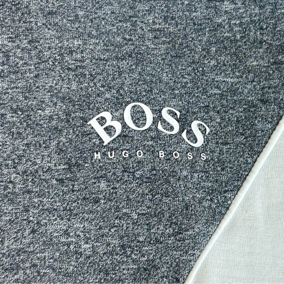 Boss men’s gray blue Colourblocked Cotton-Blend Hooded Sweatshirt Sz S - Picture 4 of 10